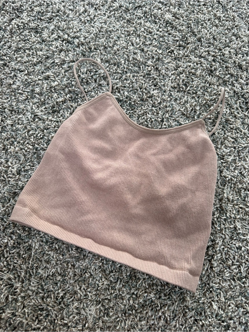 Streetwear Society Ribbed Spaghetti-Strap Crop Top - Mauve